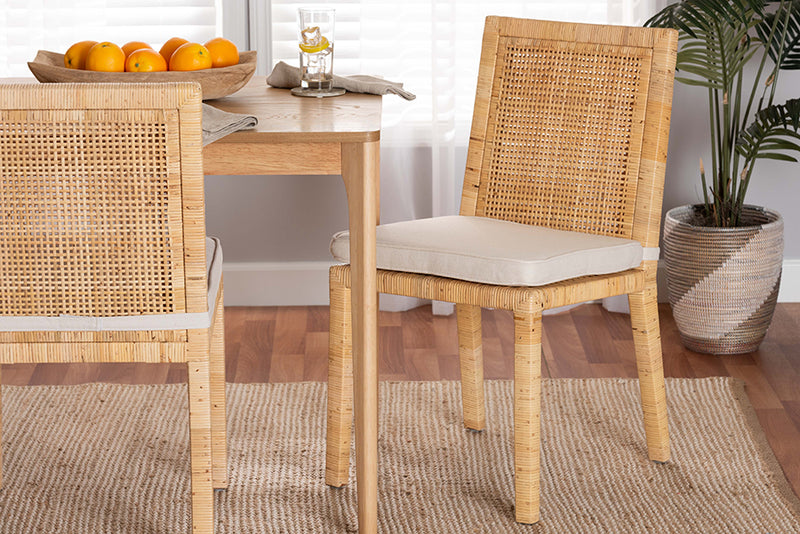 Lumines Modern and Contemporary Natural Finished Wood and Rattan Dining Chair