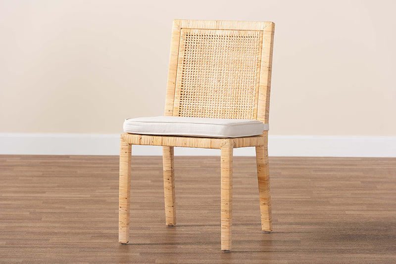 Lumines Modern and Contemporary Natural Finished Wood and Rattan Dining Chair