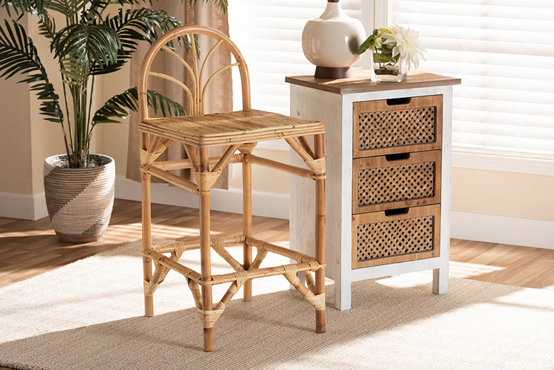 Dayna Modern and Contemporary Natural Finished Rattan Counter Stool