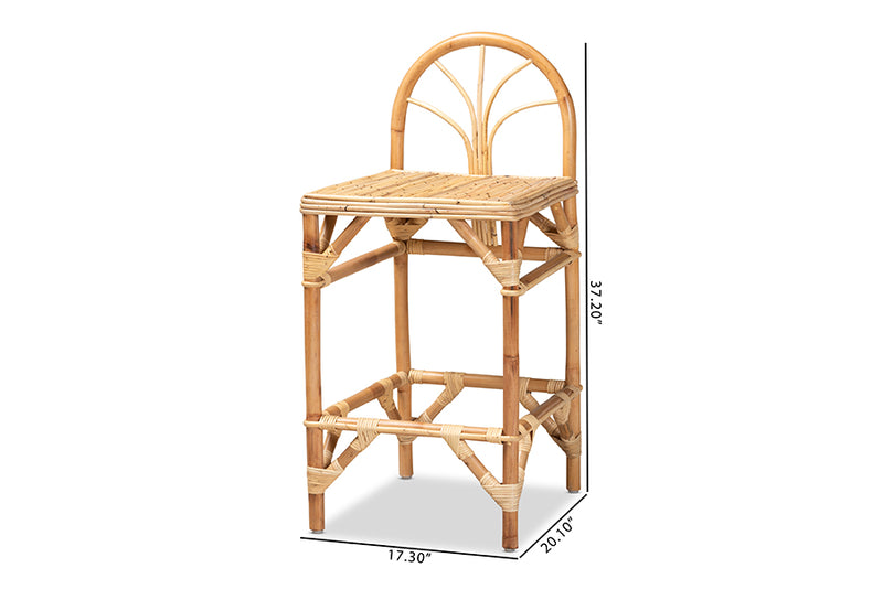 Dayna Modern and Contemporary Natural Finished Rattan Counter Stool