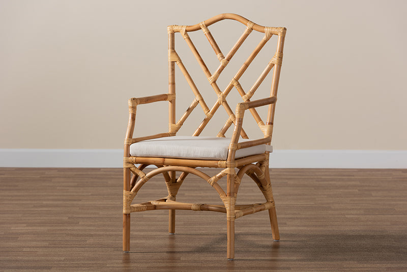 Kyle Modern and Contemporary Natural Finished Rattan Dining Chair