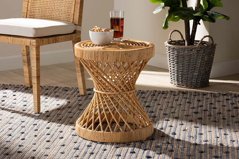 Dayna Modern and Contemporary Natural Finished Rattan End Table