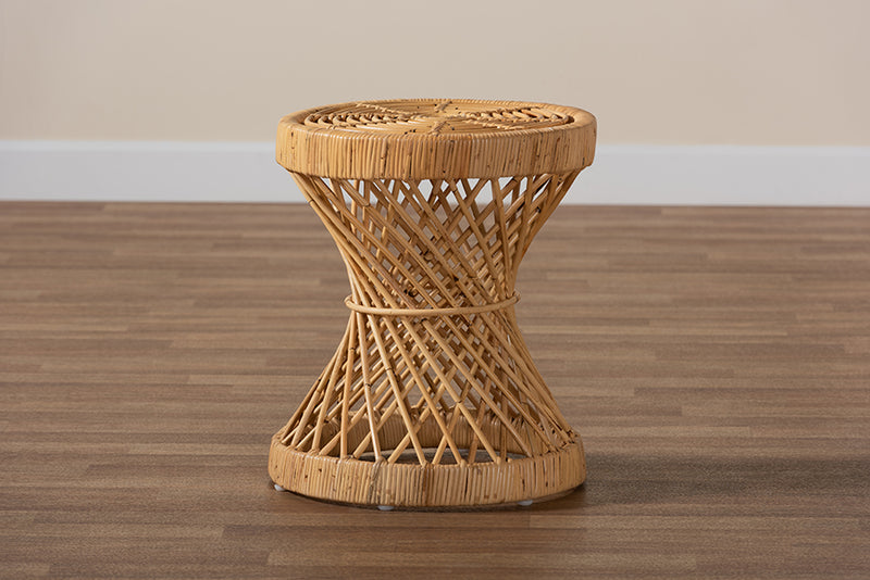 Dayna Modern and Contemporary Natural Finished Rattan End Table