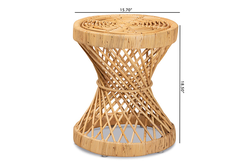 Dayna Modern and Contemporary Natural Finished Rattan End Table