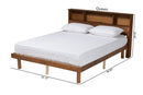 Leone Walnut Brown Queen Size Platform Bed w/Charging Station Baxton