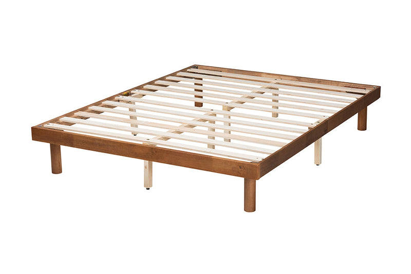 Fortuna Walnut Brown Queen Size Platform Bed Baxton