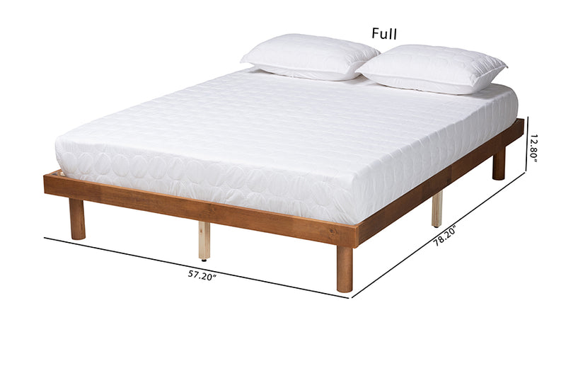 Fortuna Mid-Century Modern Walnut Brown Finished Wood Full Size Platform Bed