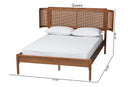 Salome Walnut Brown and Natural Rattan Queen Size Platform Bed Baxton