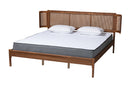 Salome Walnut Brown and Natural Rattan King Size Platform Bed Baxton