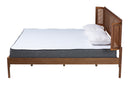 Salome Walnut Brown and Natural Rattan King Size Platform Bed Baxton