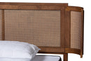 Salome Walnut Brown and Natural Rattan King Size Platform Bed Baxton