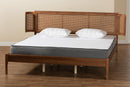 Salome Walnut Brown and Natural Rattan King Size Platform Bed Baxton
