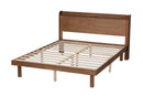 Seine Walnut Brown Queen Size Platform Bed w/Charging Station Baxton
