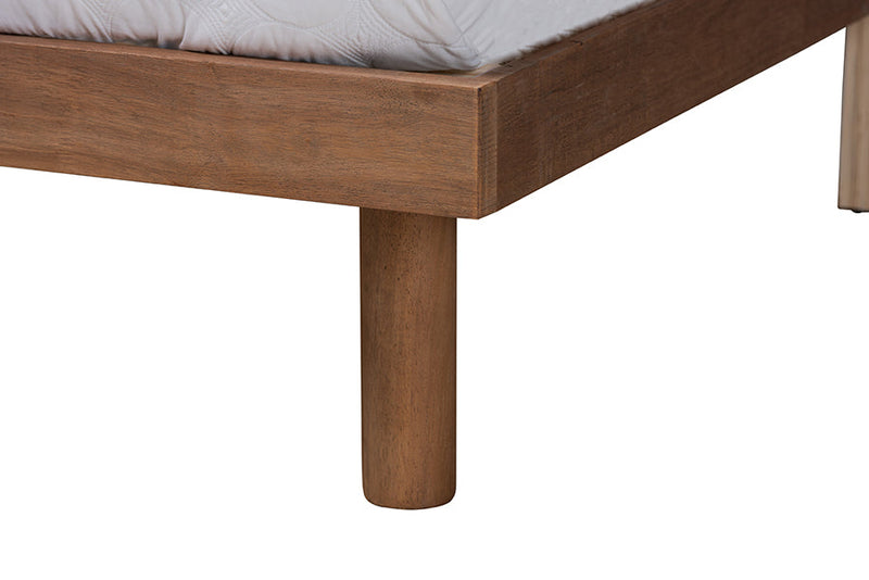 Seine Walnut Brown Queen Size Platform Bed w/Charging Station Baxton