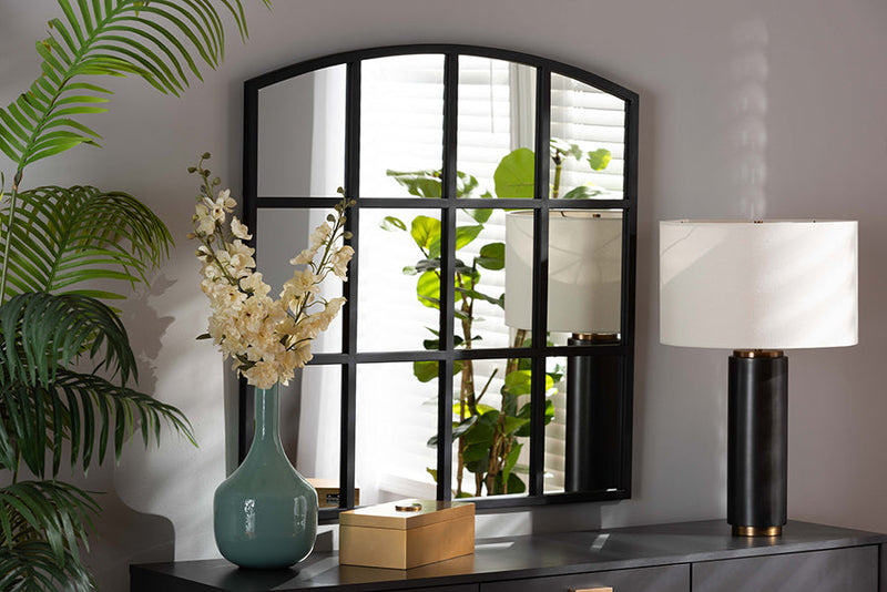 Adley Black Finished Metal Accent Wall Mirror Baxton