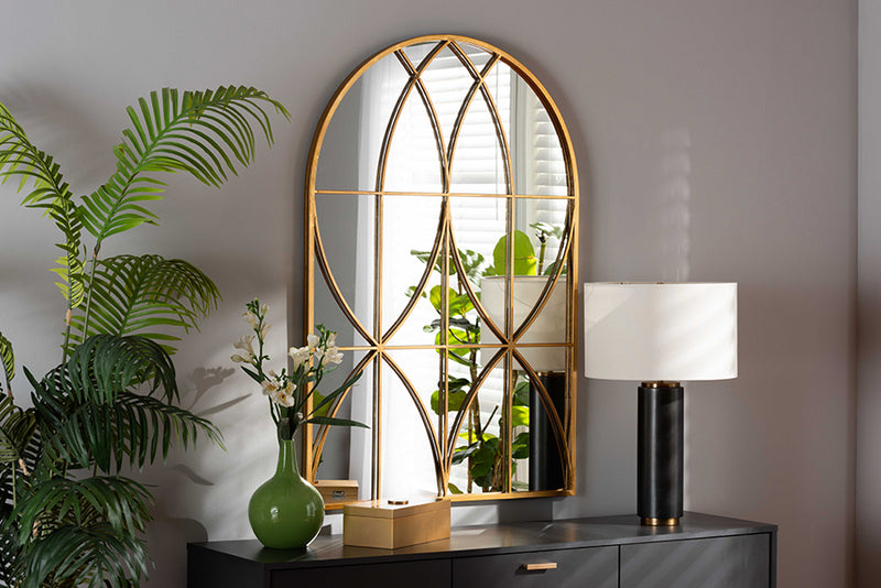 Laura Modern and Contemporary Gold Finished Metal Accent Wall Mirror