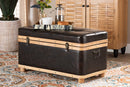 Leora Modern Dark Brown Faux Leather Oak Brown Large Storage Ottoman Baxton