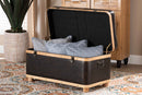 Leora Modern Dark Brown Faux Leather Oak Brown Large Storage Ottoman Baxton