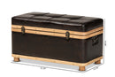 Leora Modern Dark Brown Faux Leather Oak Brown Large Storage Ottoman Baxton