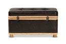 Leora Modern Dark Brown Faux Leather Oak Brown Large Storage Ottoman Baxton
