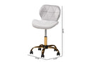 Neva Gray Velvet Fabric and Gold Metal Swivel Office Chair Baxton