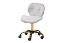 Neva Gray Velvet Fabric and Gold Metal Swivel Office Chair Baxton