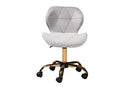 Neva Gray Velvet Fabric and Gold Metal Swivel Office Chair Baxton