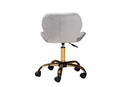 Neva Gray Velvet Fabric and Gold Metal Swivel Office Chair Baxton