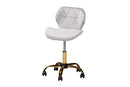 Neva Gray Velvet Fabric and Gold Metal Swivel Office Chair Baxton