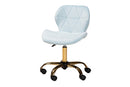 Neva Aqua Velvet Fabric and Gold Metal Swivel Office Chair Baxton