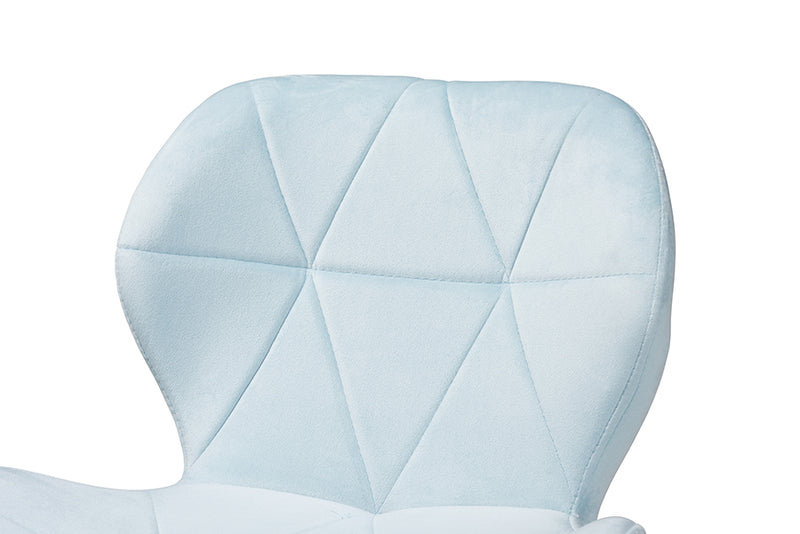 Neva Contemporary Glam and Luxe Aqua Velvet Fabric and Gold Metal Swivel Office Chair