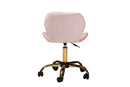 Neva Blush Pink Velvet Fabric and Gold Metal Swivel Office Chair Baxton