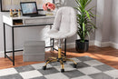 Capucine Gray Velvet Fabric and Gold Metal Swivel Office chair Baxton