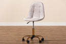 Capucine Gray Velvet Fabric and Gold Metal Swivel Office chair Baxton