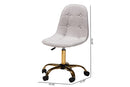Capucine Gray Velvet Fabric and Gold Metal Swivel Office chair Baxton