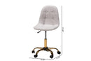 Capucine Gray Velvet Fabric and Gold Metal Swivel Office chair Baxton