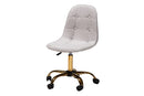 Capucine Gray Velvet Fabric and Gold Metal Swivel Office chair Baxton