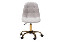 Capucine Gray Velvet Fabric and Gold Metal Swivel Office chair Baxton