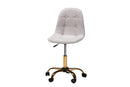 Capucine Gray Velvet Fabric and Gold Metal Swivel Office chair Baxton