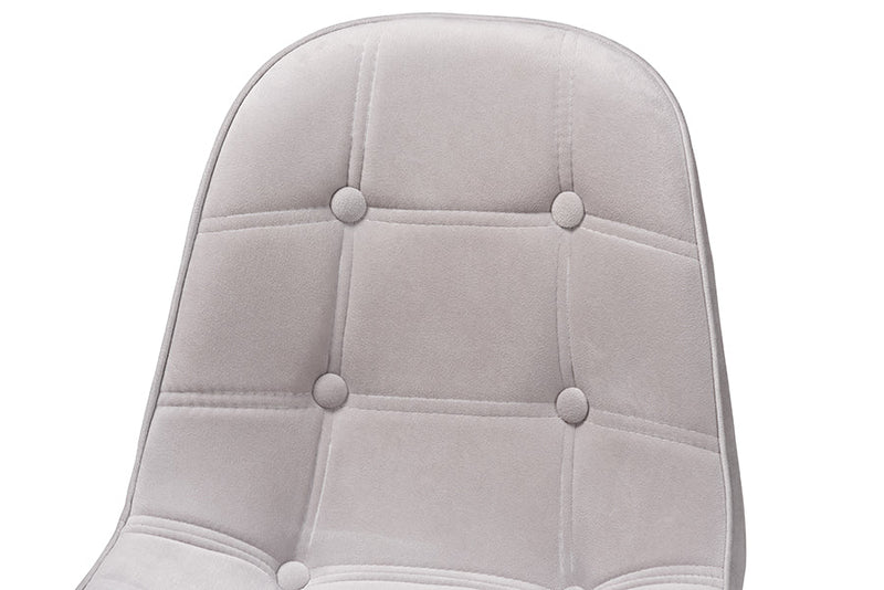 Capucine Gray Velvet Fabric and Gold Metal Swivel Office chair Baxton