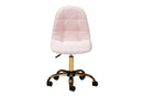 Capucine Blush Pink Velvet Fabric and Gold Metal Swivel Office chair Baxton