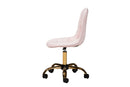 Capucine Blush Pink Velvet Fabric and Gold Metal Swivel Office chair Baxton