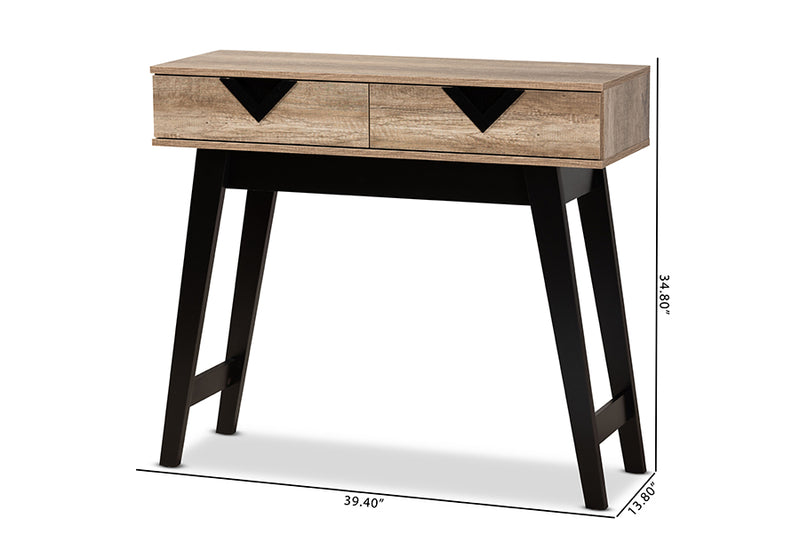 Ancel Modern and Contemporary Light Brown Finished Wood 2-Drawer Console Table