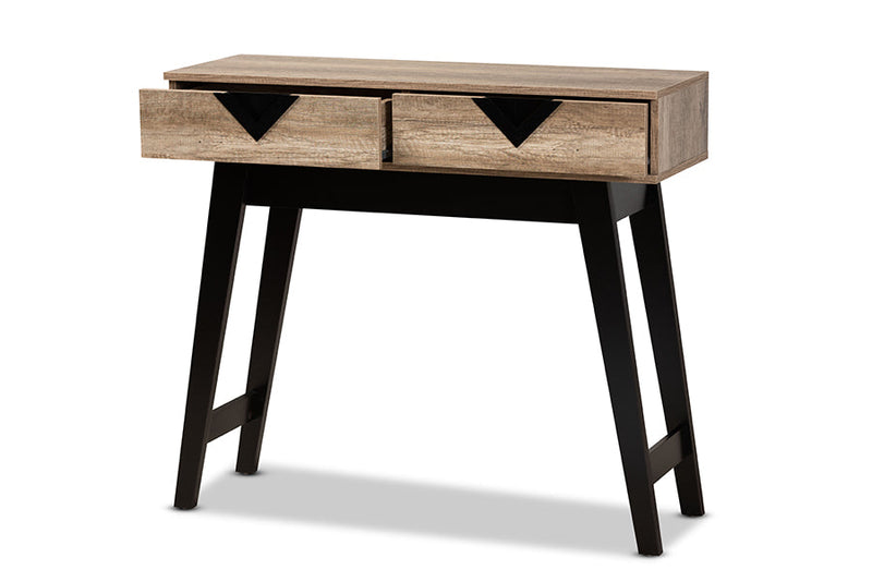 Ancel Light Brown 2-Drawer Console Table Baxton