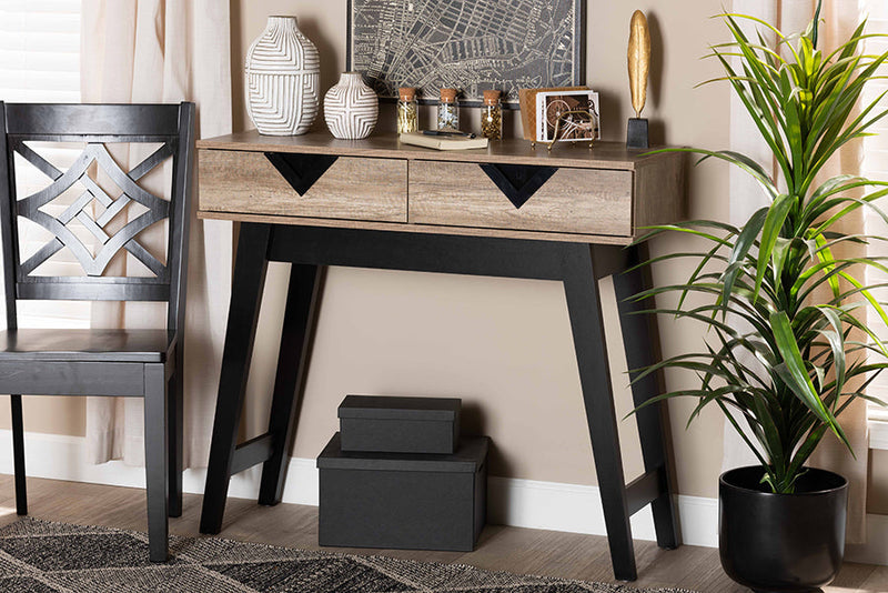Ancel Light Brown 2-Drawer Console Table Baxton