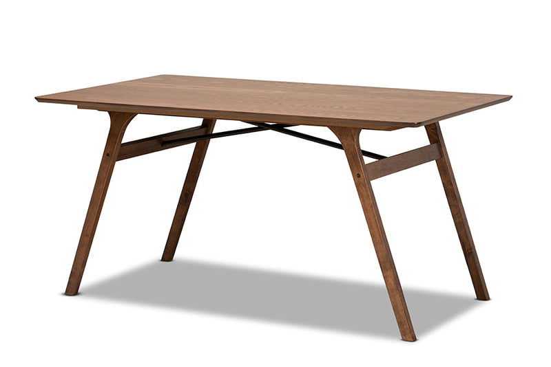 Orella Black Faux Leather Upholstered and Walnut Brown 7-Piece Dining Set Baxton