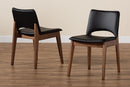 Orella Black Faux Leather Walnut Brown 2Pc Dining Chair Set Baxton