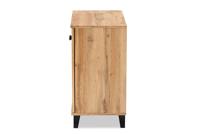 Theo Modern and Contemporary Oak Brown Finished Wood 2-Door Shoe Storage Cabinet