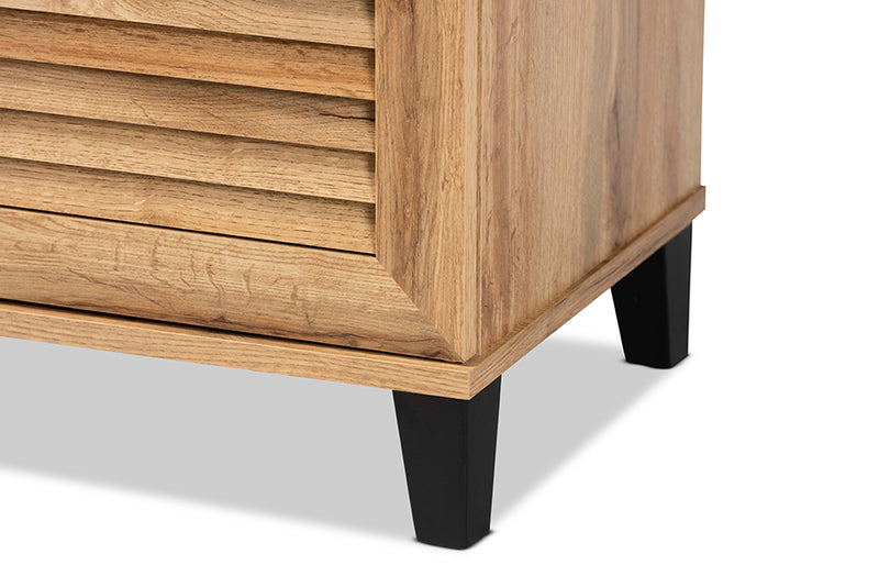 Theo Modern and Contemporary Oak Brown Finished Wood 2-Door Shoe Storage Cabinet