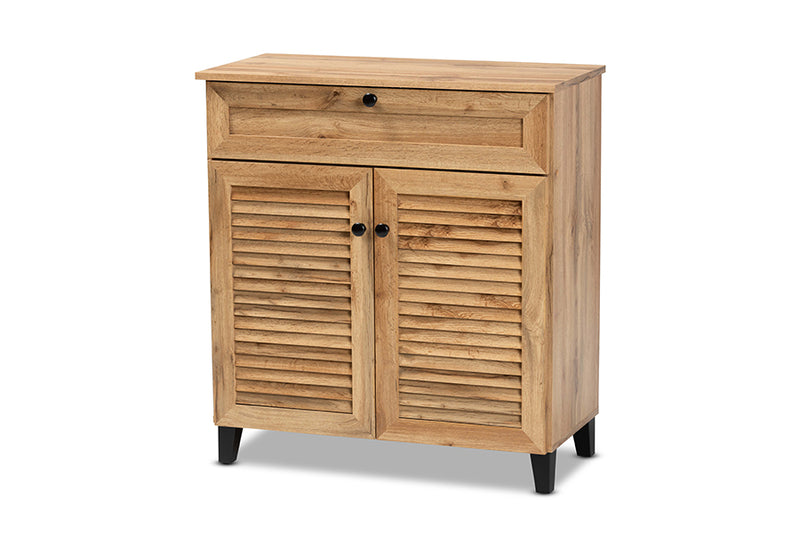 Theo Modern and Contemporary Oak Brown Finished Wood 1-Drawer Shoe Storage Cabinet